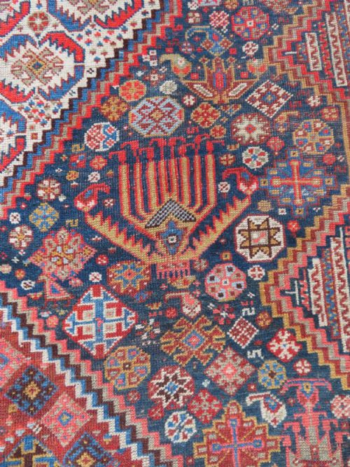 EARLY ANTIQUE KHAMSEH TRIBAL CARPET ARABJABBAREH TRIBE SHEKARLU BORDER 305CM X 183CM - ADDITIONAL PHOTO 7