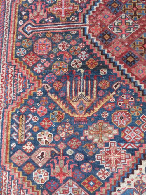 EARLY ANTIQUE KHAMSEH TRIBAL CARPET ARABJABBAREH TRIBE SHEKARLU BORDER 305CM X 183CM - ADDITIONAL PHOTO 8