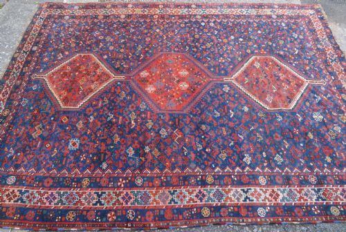 ANTIQUE KHAMSEH TRIBAL MORGHI CHICKEN CARPET 304CM X 222CM - ADDITIONAL PHOTO 2