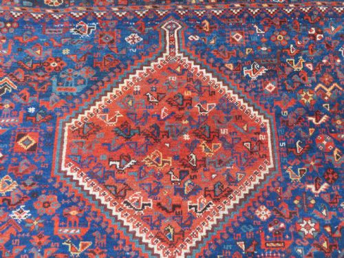 ANTIQUE KHAMSEH TRIBAL MORGHI CHICKEN CARPET 304CM X 222CM - ADDITIONAL PHOTO 4