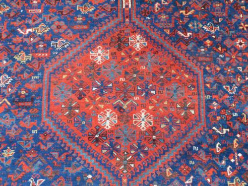 ANTIQUE KHAMSEH TRIBAL MORGHI CHICKEN CARPET 304CM X 222CM - ADDITIONAL PHOTO 5
