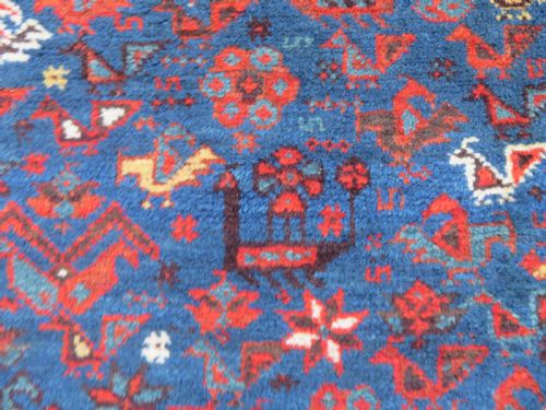 ANTIQUE KHAMSEH TRIBAL MORGHI CHICKEN CARPET 304CM X 222CM - ADDITIONAL PHOTO 6