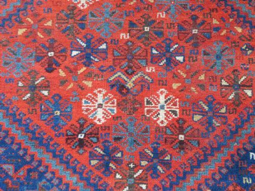 ANTIQUE KHAMSEH TRIBAL MORGHI CHICKEN CARPET 304CM X 222CM - ADDITIONAL PHOTO 19