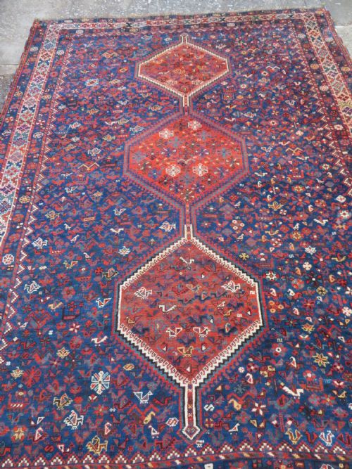 ANTIQUE KHAMSEH TRIBAL MORGHI CHICKEN CARPET 304CM X 222CM - ADDITIONAL PHOTO 3