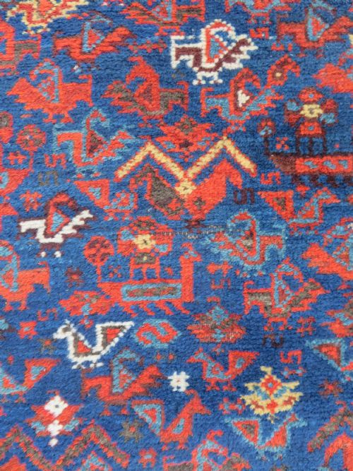 ANTIQUE KHAMSEH TRIBAL MORGHI CHICKEN CARPET 304CM X 222CM - ADDITIONAL PHOTO 7