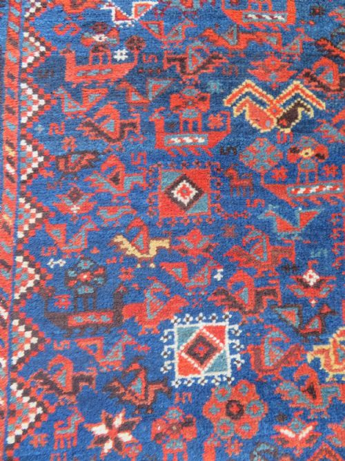ANTIQUE KHAMSEH TRIBAL MORGHI CHICKEN CARPET 304CM X 222CM - ADDITIONAL PHOTO 8
