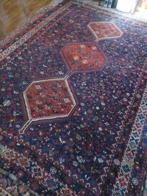 ANTIQUE KHAMSEH TRIBAL MORGHI CHICKEN CARPET 304CM X 222CM - ADDITIONAL PHOTO 28