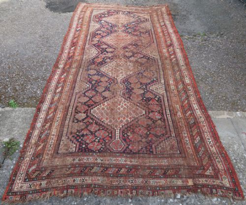 fig 1. DISTRESSED ANTIQUE KHAMSEH KELLEH LARGE RUG. 360CM X 170CM.