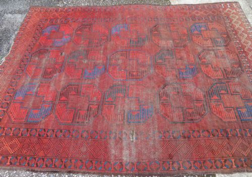 fig 3. RARE & EARLY ANTIQUE AFGHAN ERSARI MAIN CARPET RUG. 282CM X 214CM.