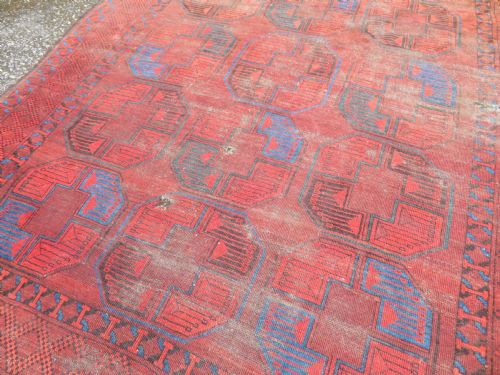 fig 4. RARE & EARLY ANTIQUE AFGHAN ERSARI MAIN CARPET RUG. 282CM X 214CM.