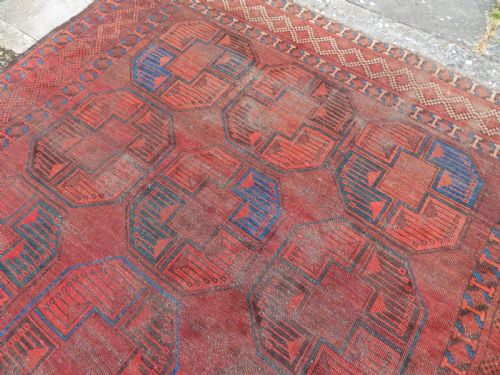 fig 5. RARE & EARLY ANTIQUE AFGHAN ERSARI MAIN CARPET RUG. 282CM X 214CM.