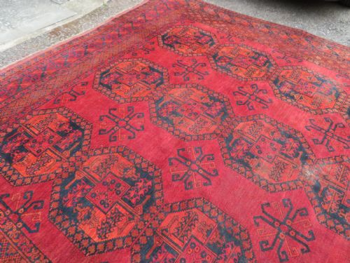 fig 2. LARGE ANTIQUE AFGHAN ERSARI MAIN CARPET. CIRCA 1880. 427CM X 319CM.