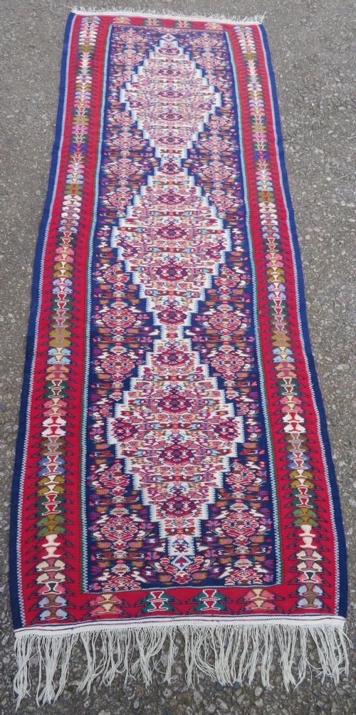 OLD SENNEH BIJAR NARROW KILIM RUNNER LONG RUG 212CM X 77CM - ADDITIONAL PHOTO 10