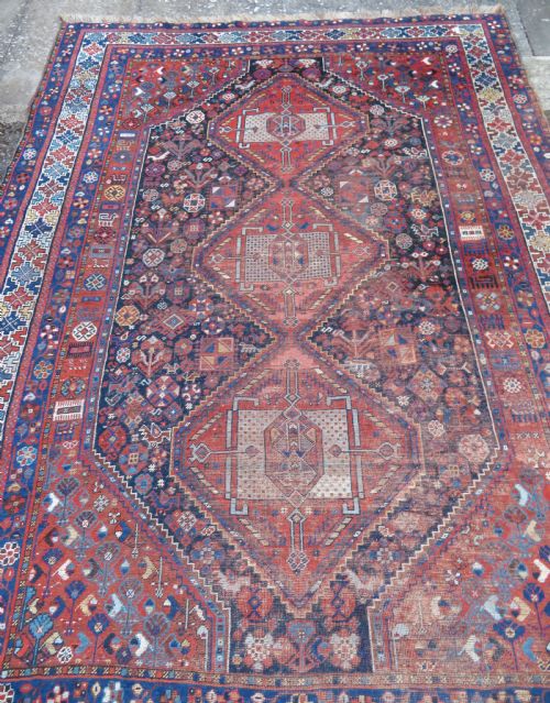 ANTIQUE KHAMSEH TRIBAL CARPET 308CM X 232CM - ADDITIONAL PHOTO 2
