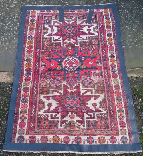 ANTIQUE DISTRESSED CAUCASIAN LESGHI RUG 140CM X 100CM - ADDITIONAL PHOTO 13