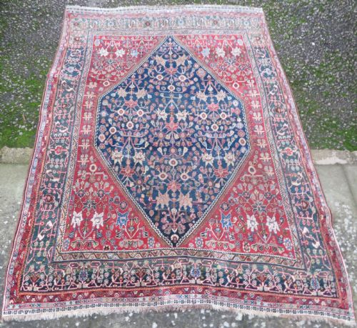 UNUSUAL ANTIQUE QASHQAI KASHKULI RUG 201CM X 145CM - ADDITIONAL PHOTO 1