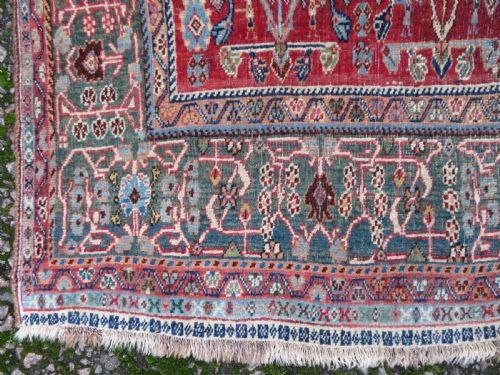 UNUSUAL ANTIQUE QASHQAI KASHKULI RUG 201CM X 145CM - ADDITIONAL PHOTO 6