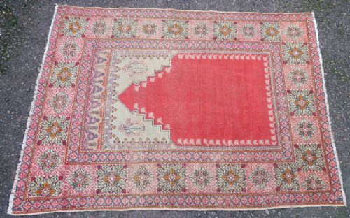 fig 1. ANTIQUE TURKISH MUDJUR PRAYER RUG. 168CM X 126CM.