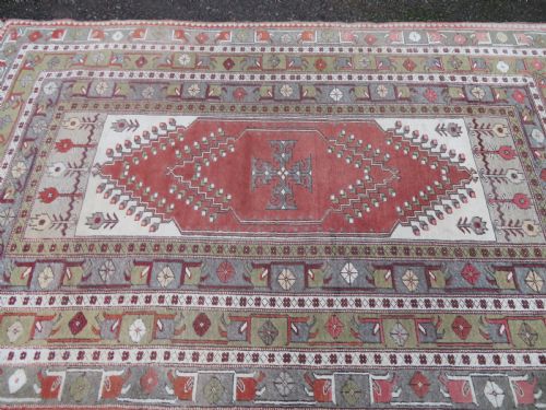 LARGE OLD TURKISH MELAS CARPET 247CM X 155CM - ADDITIONAL PHOTO 3