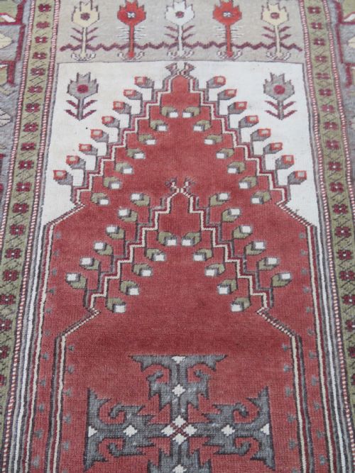 LARGE OLD TURKISH MELAS CARPET 247CM X 155CM - ADDITIONAL PHOTO 4