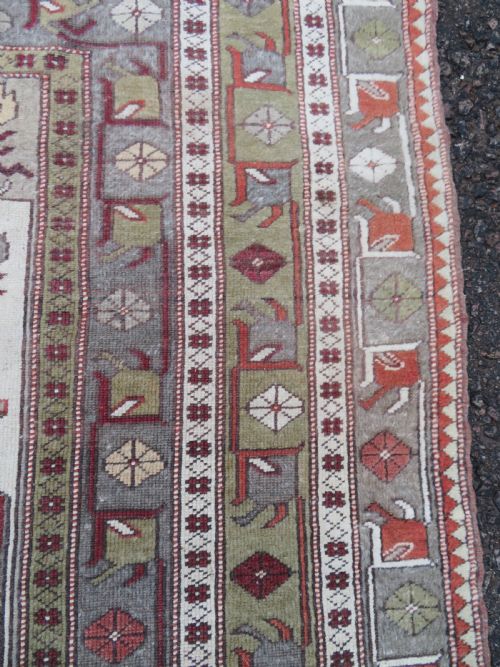 LARGE OLD TURKISH MELAS CARPET 247CM X 155CM - ADDITIONAL PHOTO 7