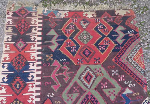 ANTIQUE TURKISH MALATYA KONYA HALF KILIM KELIM RUNNER RUG 340CM X 95CM - ADDITIONAL PHOTO 1