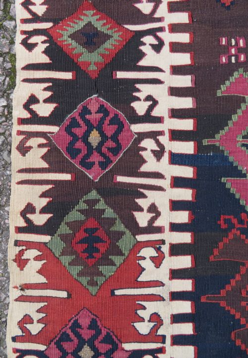 ANTIQUE TURKISH MALATYA KONYA HALF KILIM KELIM RUNNER RUG 340CM X 95CM - ADDITIONAL PHOTO 3