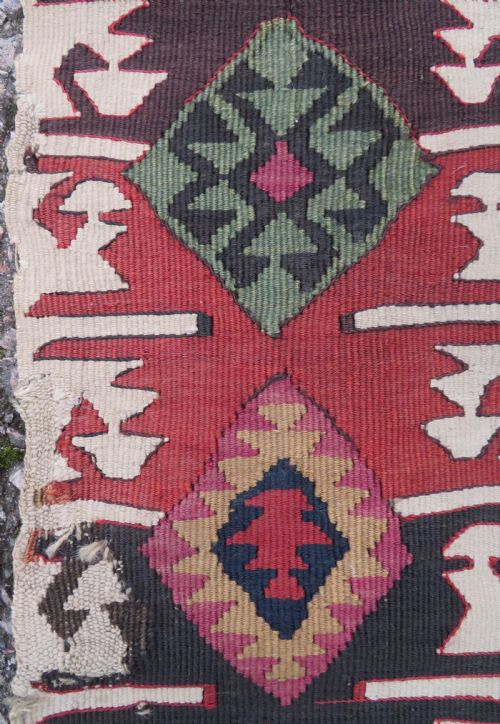 ANTIQUE TURKISH MALATYA KONYA HALF KILIM KELIM RUNNER RUG 340CM X 95CM - ADDITIONAL PHOTO 4