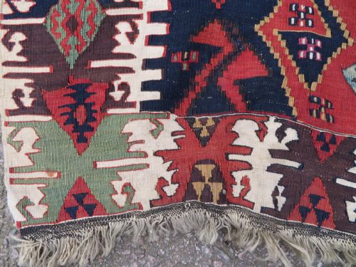 ANTIQUE TURKISH MALATYA KONYA HALF KILIM KELIM RUNNER RUG 340CM X 95CM - ADDITIONAL PHOTO 5
