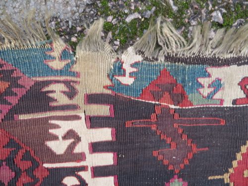 ANTIQUE TURKISH MALATYA KONYA HALF KILIM KELIM RUNNER RUG 340CM X 95CM - ADDITIONAL PHOTO 8
