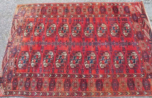 fig 1. Distressed Antique Tekke Turkmen Rug. 183cm x 126cm.