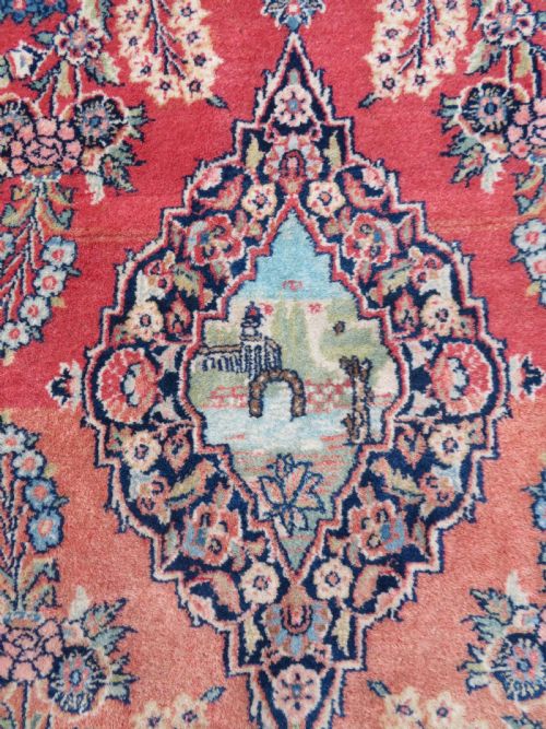 ANTIQUE KASHAN PICTORIAL RUG 166CM X 104CM - ADDITIONAL PHOTO 2