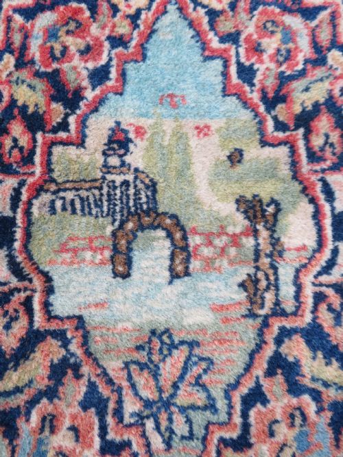 ANTIQUE KASHAN PICTORIAL RUG 166CM X 104CM - ADDITIONAL PHOTO 3