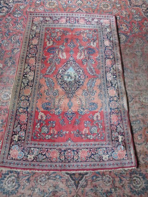 ANTIQUE KASHAN PICTORIAL RUG 166CM X 104CM - ADDITIONAL PHOTO 12