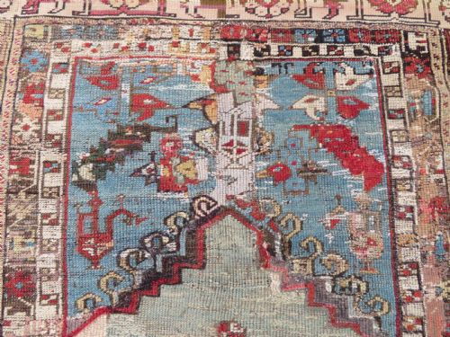 ANTIQUE 18TH CENTURY TURKISH LADIK PRAYER RUG 203CM X 114CM - ADDITIONAL PHOTO 3