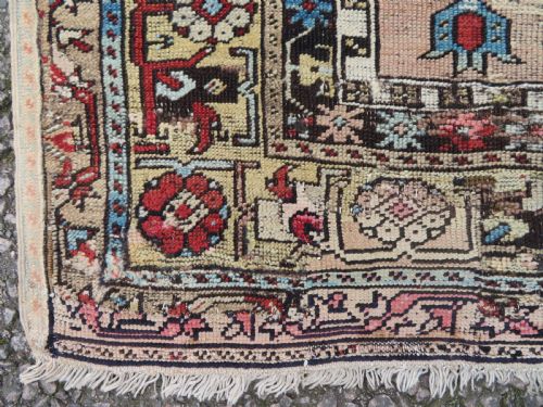 ANTIQUE 18TH CENTURY TURKISH LADIK PRAYER RUG 203CM X 114CM - ADDITIONAL PHOTO 7