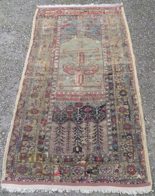 ANTIQUE 18TH CENTURY TURKISH LADIK PRAYER RUG 203CM X 114CM - ADDITIONAL PHOTO 17