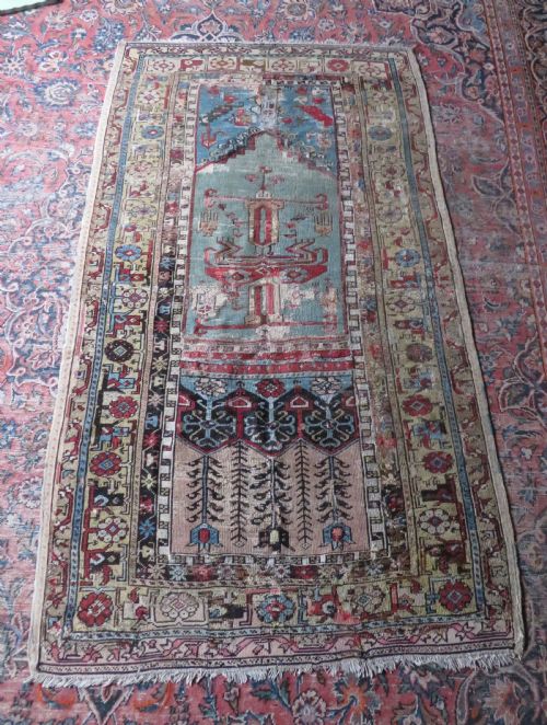 ANTIQUE 18TH CENTURY TURKISH LADIK PRAYER RUG 203CM X 114CM - ADDITIONAL PHOTO 28