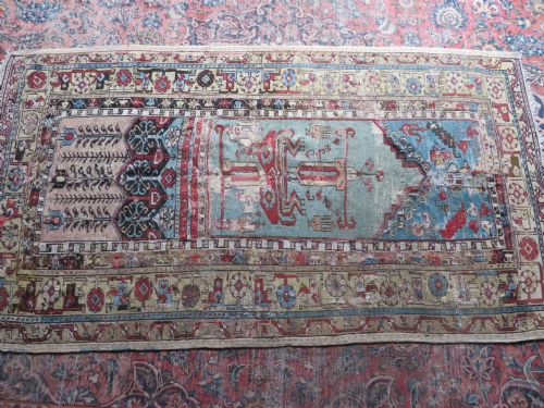 ANTIQUE 18TH CENTURY TURKISH LADIK PRAYER RUG 203CM X 114CM - ADDITIONAL PHOTO 30