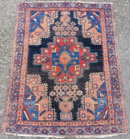 ANTIQUE DISTRESSED AFSHAR RUG 116CM X 92CM