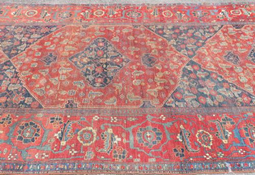 ANTIQUE KURDISH BIDJAR BIJAR KELLEH CARPET 536CM X 234CM - ADDITIONAL PHOTO 4