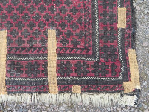 ANTIQUE DISTRESSED BALUCH PRAYER RUG 160CM X 123CM - ADDITIONAL PHOTO 12