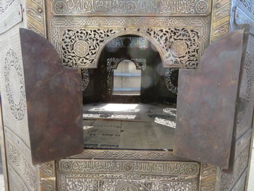 HUGE CAIROWARE SILVER GOLD INLAID QURAN STAND KURSI ORIENTALIST OCCASIONAL TABLE - ADDITIONAL PHOTO 7