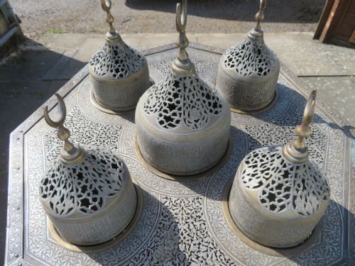 HUGE CAIROWARE SILVER GOLD INLAID QURAN STAND KURSI ORIENTALIST OCCASIONAL TABLE - ADDITIONAL PHOTO 13