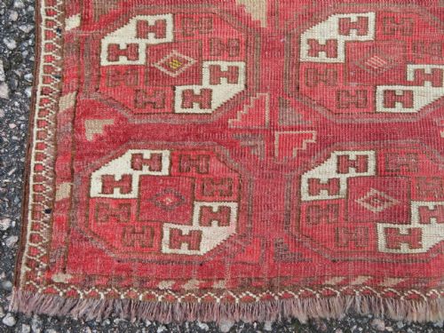 RARE ANTIQUE ERSARI TURKMEN KAPUNUK TENT DOOR RUG 150CM X 107CM - ADDITIONAL PHOTO 4