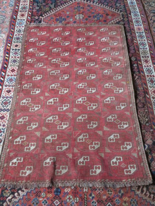 RARE ANTIQUE ERSARI TURKMEN KAPUNUK TENT DOOR RUG 150CM X 107CM - ADDITIONAL PHOTO 15