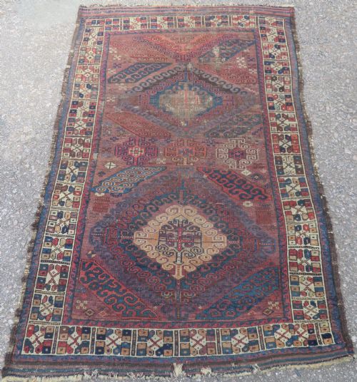 DISTRESSED ANTIQUE KHAMSEH RUG SOUTH WEST PERSIA 168CM X 112CM
