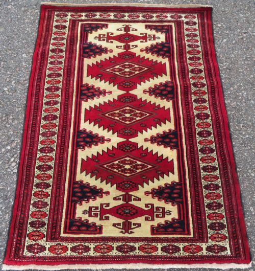 ANTIQUE TURKMEN AFGHAN KIZIL AYAK RUG 133CM X 98CM