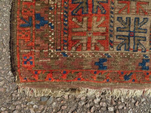DISTRESSED ANTIQUE TRIBAL BALUCH PRAYER RUG150CM X 90CM - ADDITIONAL PHOTO 1