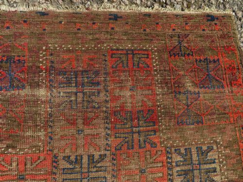 DISTRESSED ANTIQUE TRIBAL BALUCH PRAYER RUG150CM X 90CM - ADDITIONAL PHOTO 2